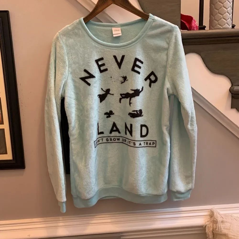 Disney Neverland Don’t Grow Up Fleece Shirt sz L